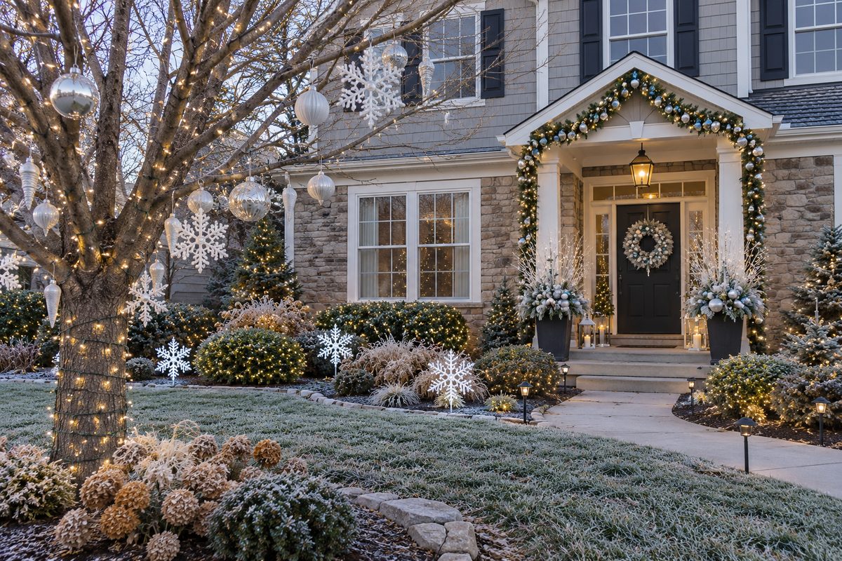 Frosted Michigan Christmas Front Yard
