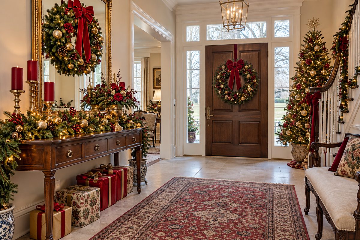 Elegant Virginia Christmas Foyer