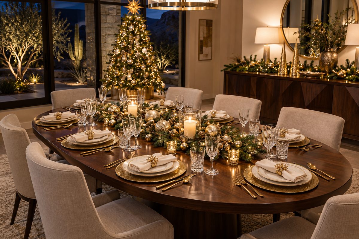 Golden Christmas in a Nevada Dining Room