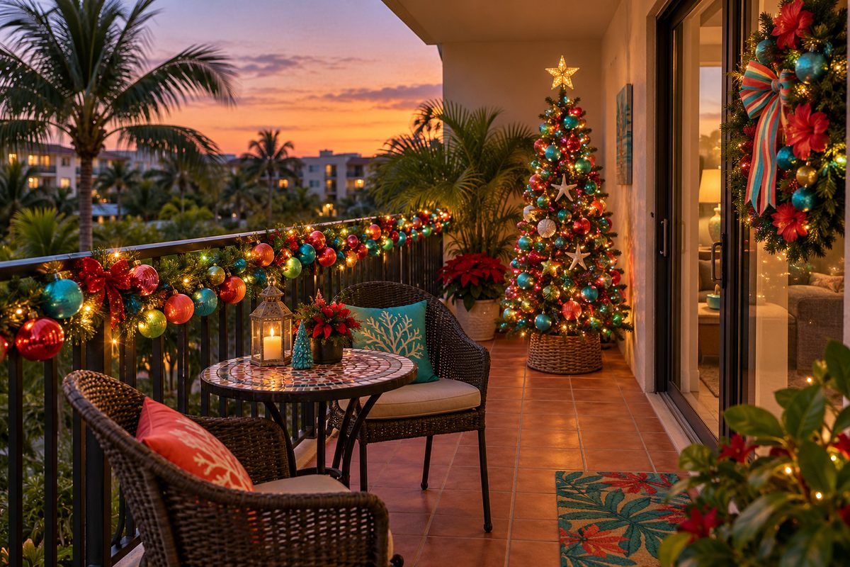 Colorful Christmas on a Florida Balcony