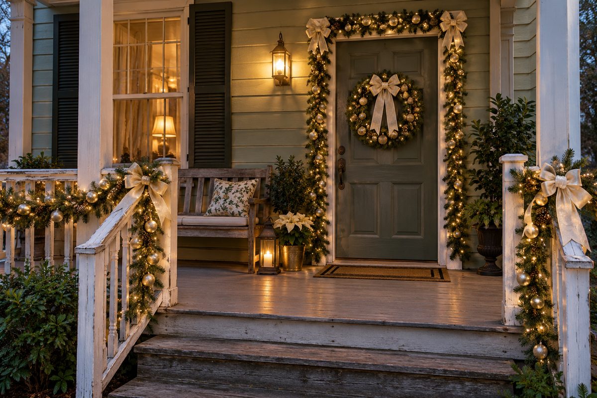 Champagne Gold Christmas Porch