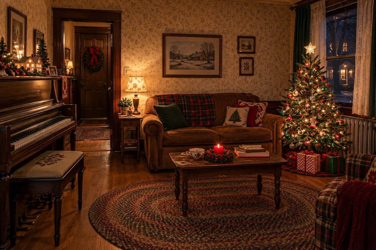 Nostalgic Pennsylvania apartment Christmas with piano