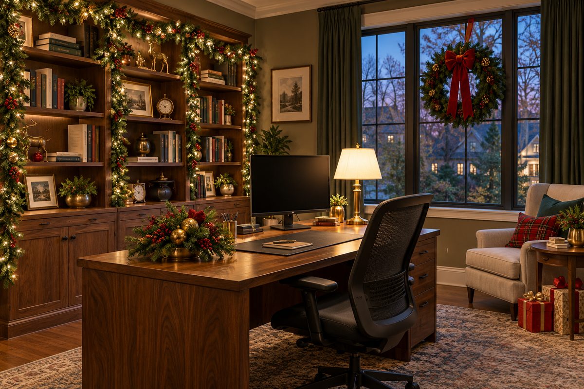 Festive Twilight Walnut Home Office