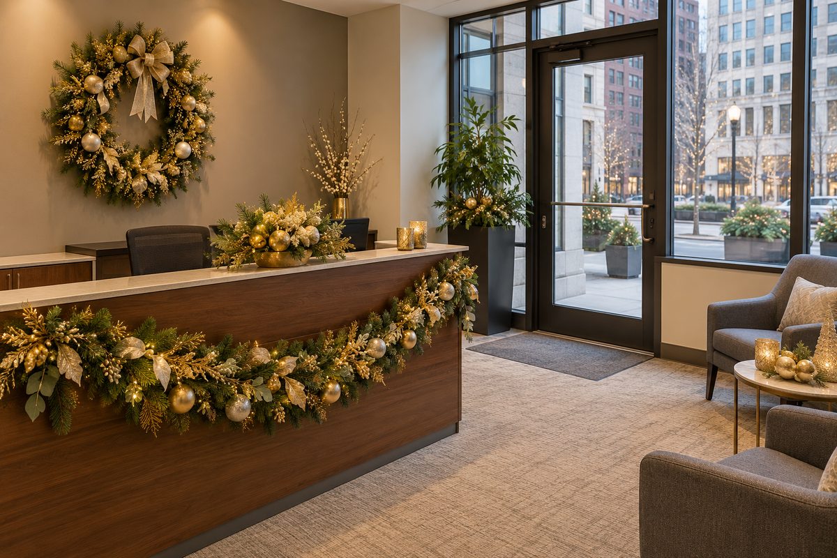 Elegant gold Christmas office reception