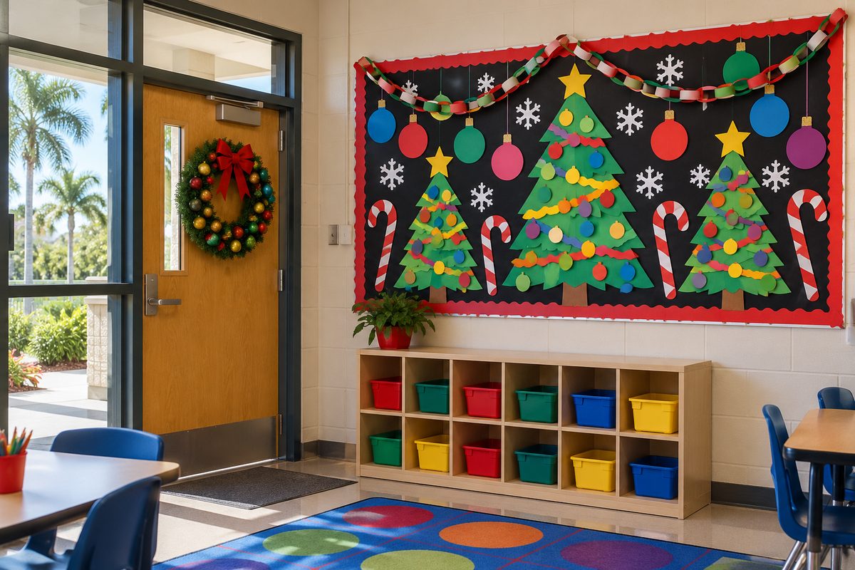 Sunny Florida Classroom Christmas Display