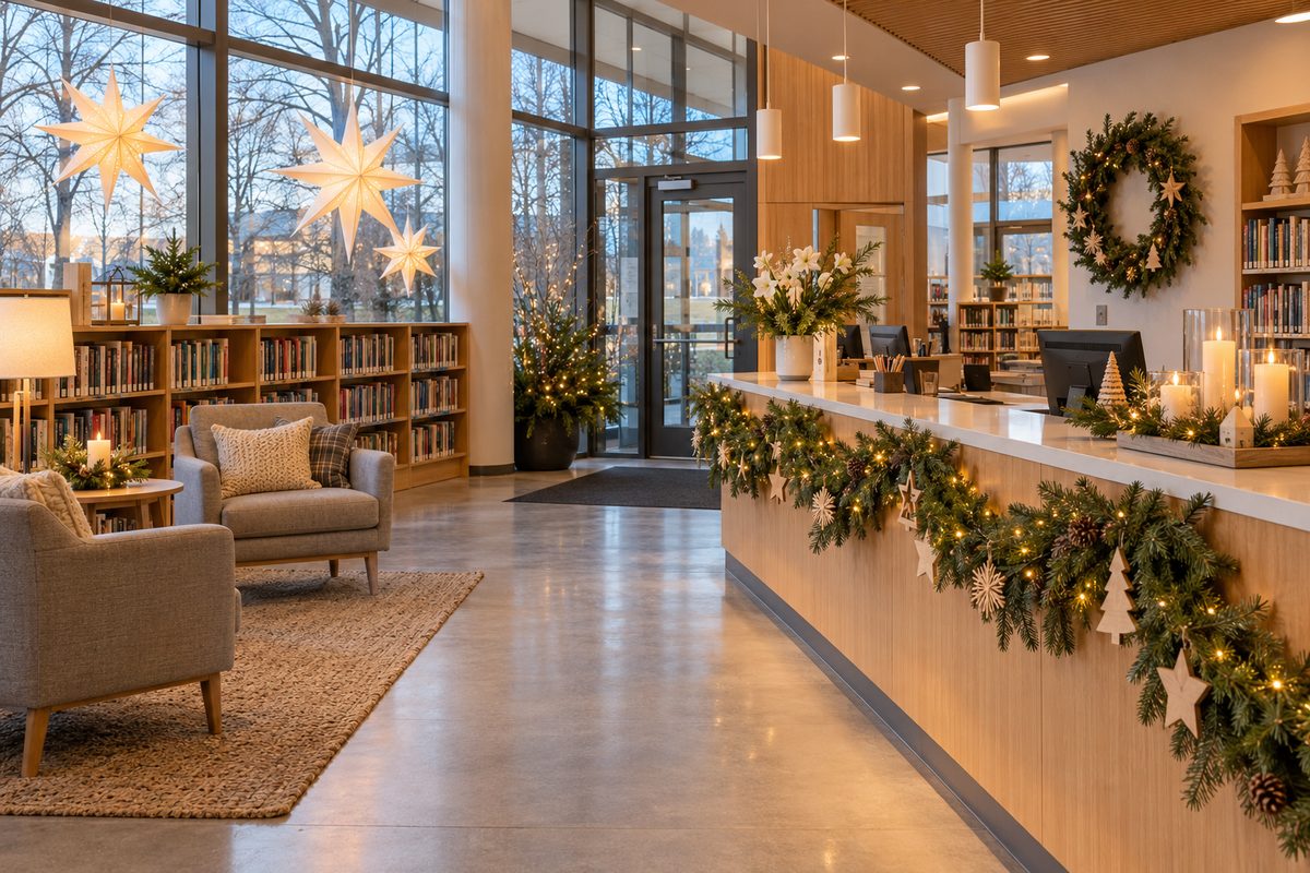 Scandinavian Christmas Library Entrance