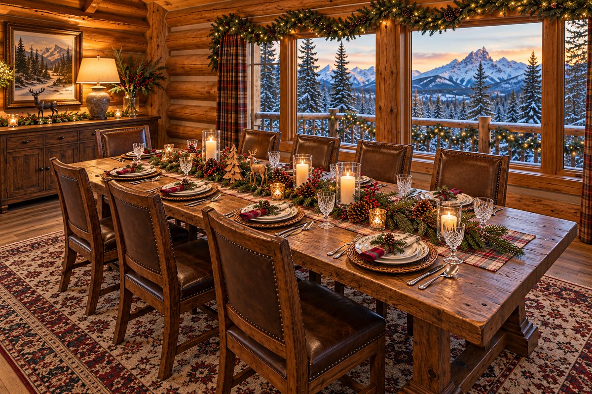 Christmas log cabin dining table